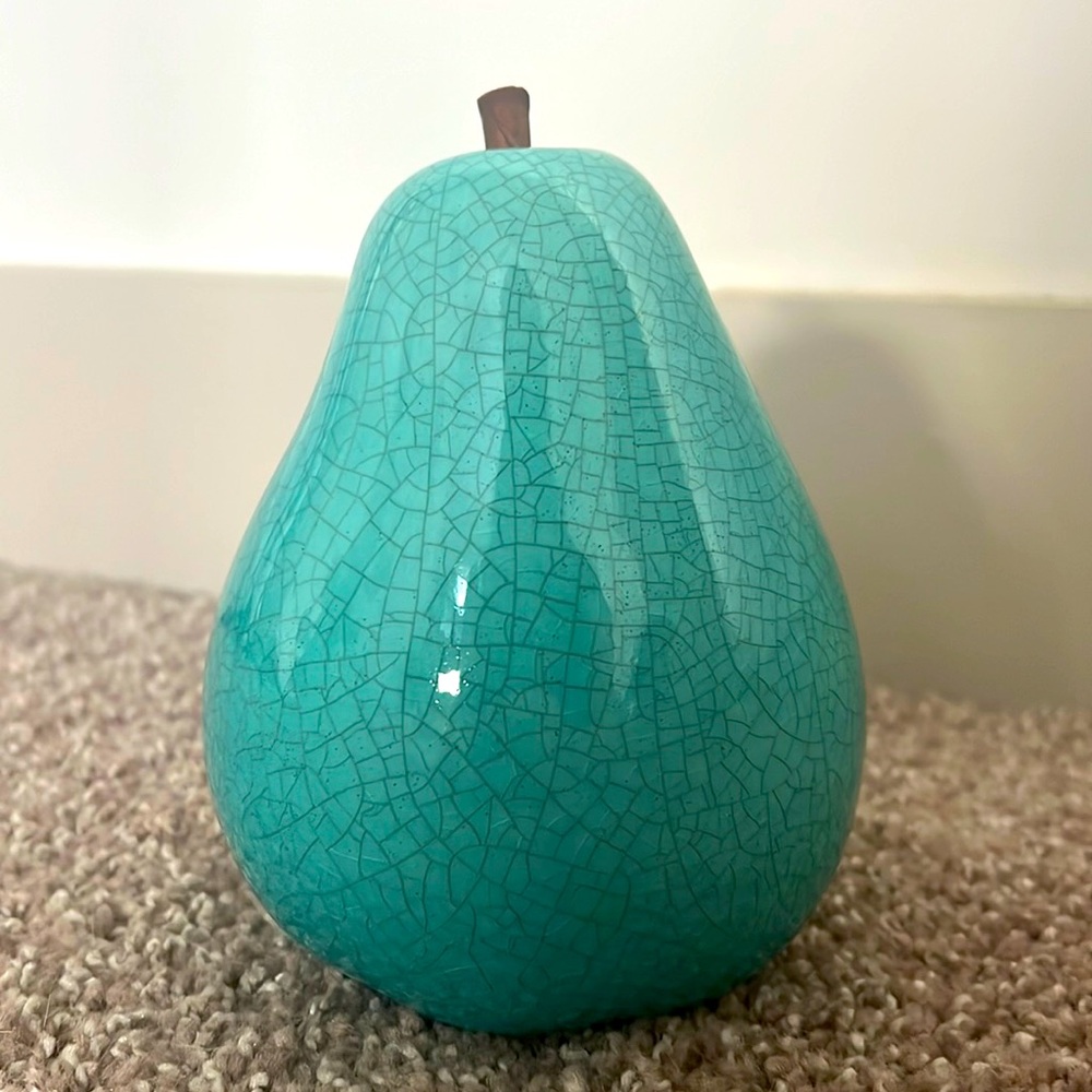Arhaus turquoise crackle pear, office decor blue